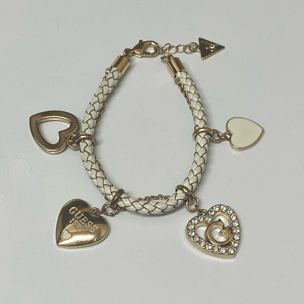Guess Gold & White Charm Bracelet, New